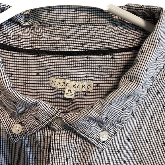 MARK ECKO- Men’s White & Black Long Sleeve Button Down Swiss Dot Shirt, Size XL - Picture 3 of 10